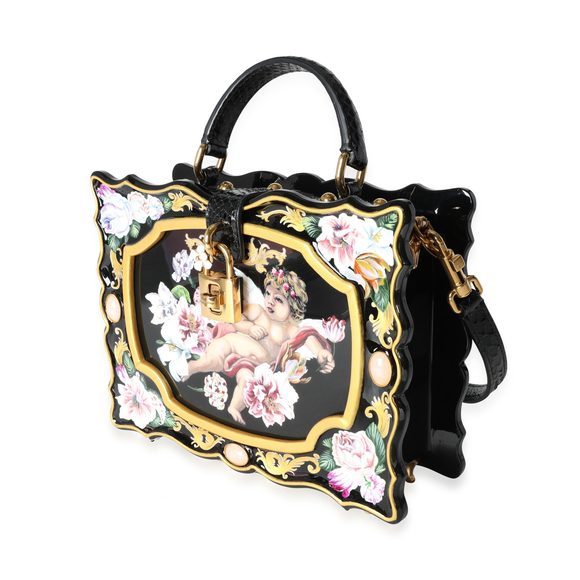 Dolce & Gabbana Hand Painted Wooden Cherub Box Bag with Snakeskin Strap - Picture 2 of 8